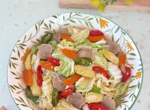 Foto resep Tumis Sawi Putih, Bakso, Wortel, Putren