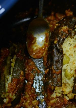 Foto principal de Berenjenas y calabacines con arroz y tomate