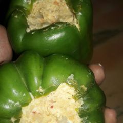 A picture of Cheesy Stuffed capsicum fry.
