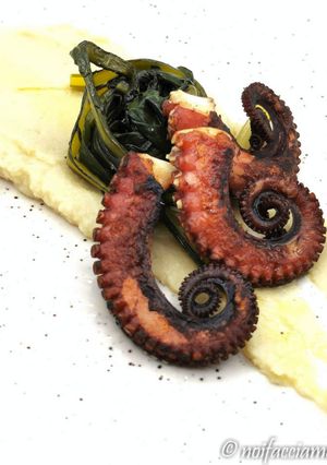 Foto di Polpo Croccante alla Piastra con Fave e Cicorietta