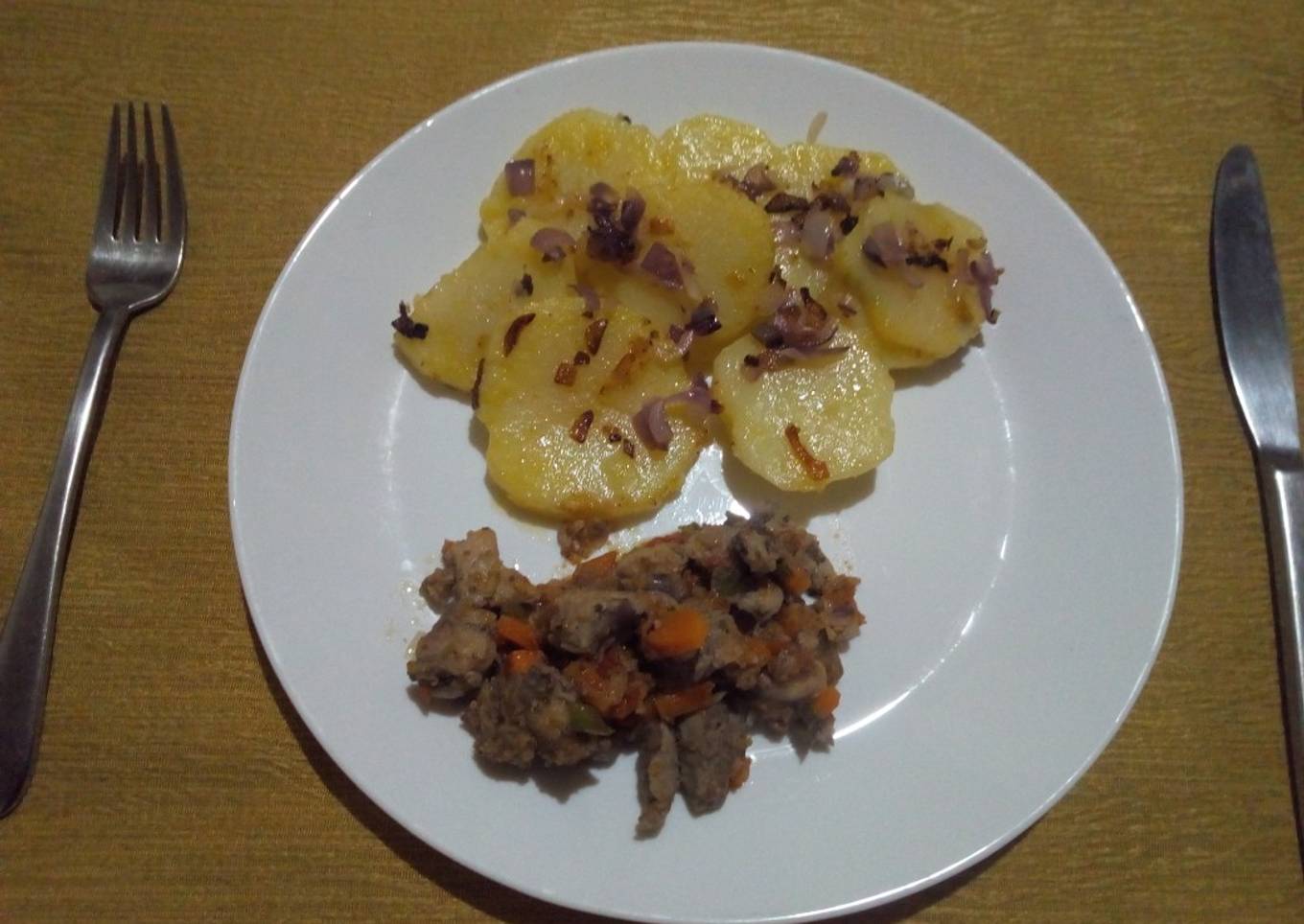Lyonnaise Potatoes and Fried Pork