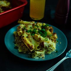 A picture of Ham Pasta bake.