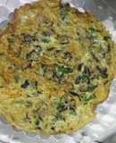 Trứng chiên thịt và nấm mèo