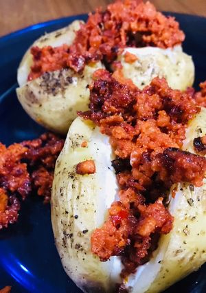 Una foto de Papa al horno con chorizo