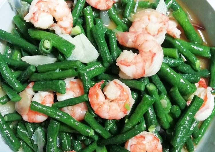 Tumis kacang panjang udang