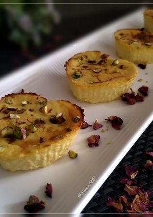 A picture of Kesar pista Baked Sandesh.
