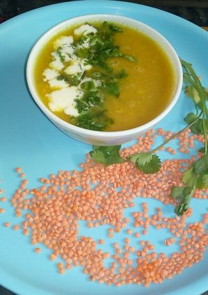 A picture of Masoor dal soup.