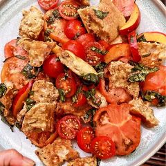 Tomato and nectarine panzanella A picture of Tomato and nectarine panzanella.