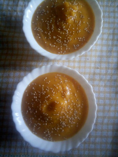 A picture of Cream of Pumpkin soup.