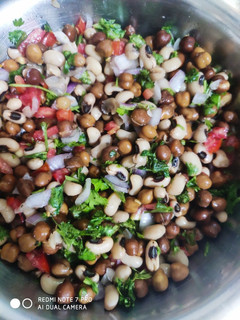 A picture of Chatpata chana lobia salad.