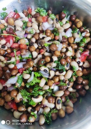 A picture of Chatpata chana lobia salad.