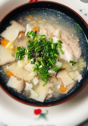 Hình của món Soup óc heo nấm rau củ -ăn dặm.