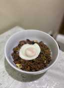 Minced beef with mushroom rice bowl