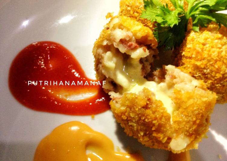 Resep Bola Kentang Kornet Mozzarella, Bikin Ngiler