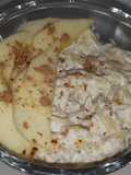 Budincă de orzo cu măr caramelizat și lapte de migdale