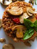 Farro spadellato con pomodori datterini e champignon