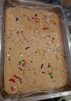 A picture of Chana magaj - an Indian sweet made with gram flour.