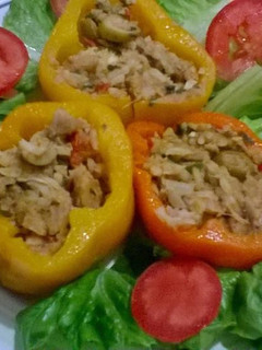 Una foto de Pimientos atracados (olla de cocción lenta-slow cooker).Cuaresma.