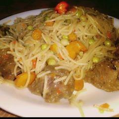 A picture of Vegetable jallop spaghetti.