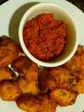 Black gram fritters with hot spicy chutney