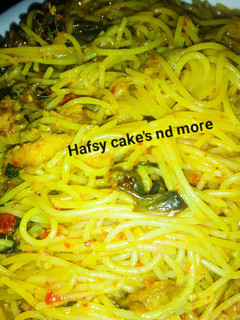 A picture of Spaghetti with cat fish.