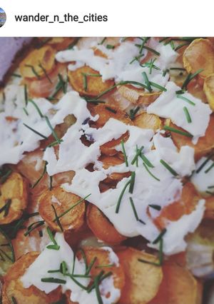 Une photo de Gratin de pommes de terre et patates douce au saumon fumé