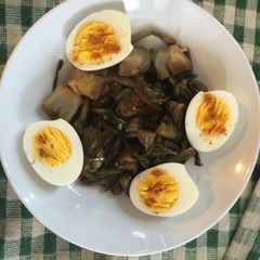 A picture of Puntarelle and Hard  Boiled Eggs.