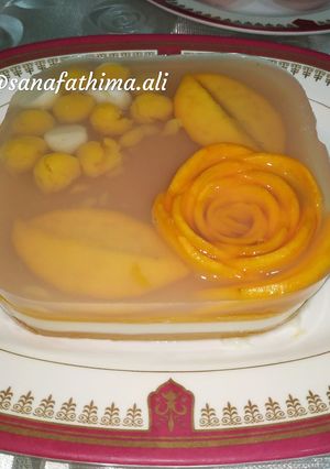 A picture of Mango china grass pudding.