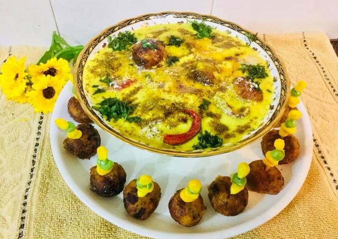 Recipe of Super Quick Homemade #Punjabi Kadhi With Potatoes Kofta
