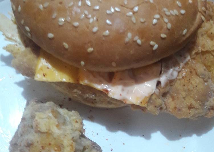 Recipe of Favorite Zinger burger with fries