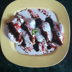 Chickpeas dahi Bara stuffed with peanuts A picture of Chickpeas dahi Bara stuffed with peanuts.