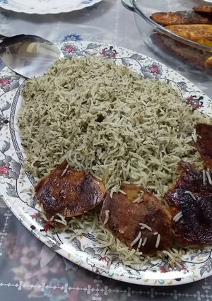 عکسی از دستور سبزی پلو با ماهی سال 99