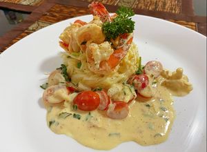 รูปของ สปาเกตตีครีมซอสวาซาบิกุ้ง (Spaghetti Cream Wasabi Sauce with Shrimp)