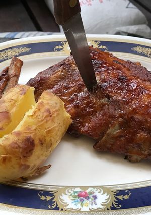 รูปของ ซี่โครงหมูbbqกับมันฝรั่งอบ