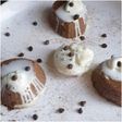 Coffee cups with vanilla ice cream
