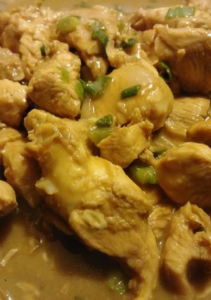 A picture of Burbon Chicken.