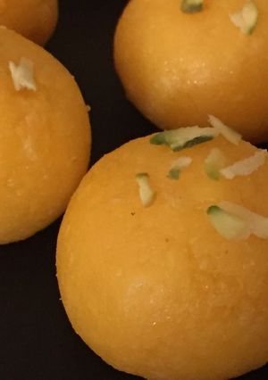 A picture of Custard flavoured Paneer ladoos.