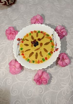 A picture of Gulkand Custard Pudding.