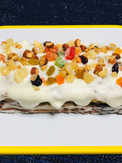 Una foto de Keke (Budín) inglés con frutas!!