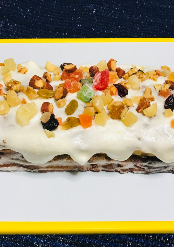 Una foto de Keke (Budín) inglés con frutas!!