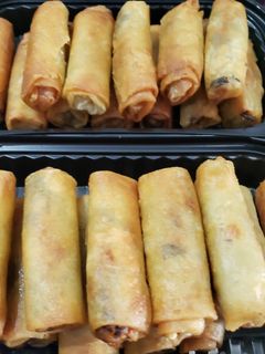 A picture of Fresh Rice Paper Rolls with Fried Spring Roll Filling.