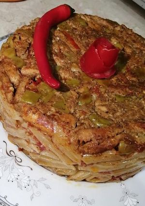صورة لوصفة طاجن مكرونة بالفراخ