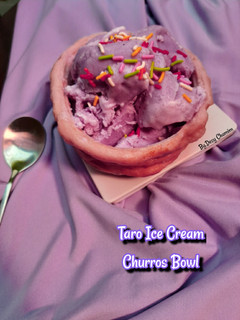 Foto resep Taro Ice Cream Churros Bowl