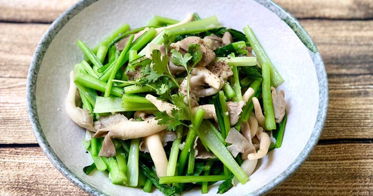 Cách Làm Món Cải Ngọt Xào Nấm Bào Ngư của Rose Truong - Cookpad