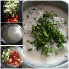 A picture of Tomato cucumber raita.