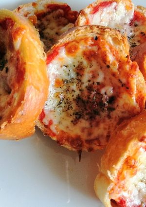 A picture of French pizza slices.