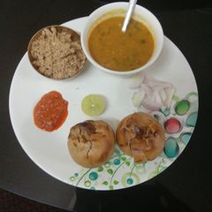 A picture of Dal baati and churma.