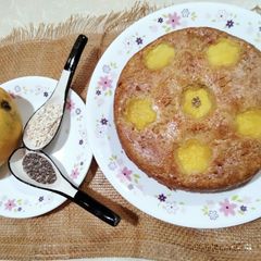 A picture of Oats,chia seeds and mango tea-time Cake.
