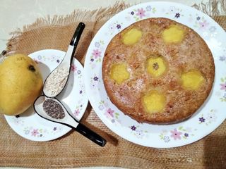 Oats,chia seeds and mango tea-time Cake