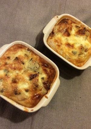 Une photo de Gratin de poires au bleu et aux éclats de noix